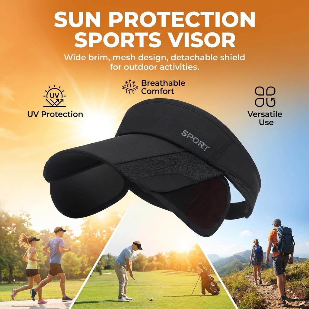 Women Sun Protect Visor Hat Outdoor Sports Adjustable Brim Summer Cycling Hiking