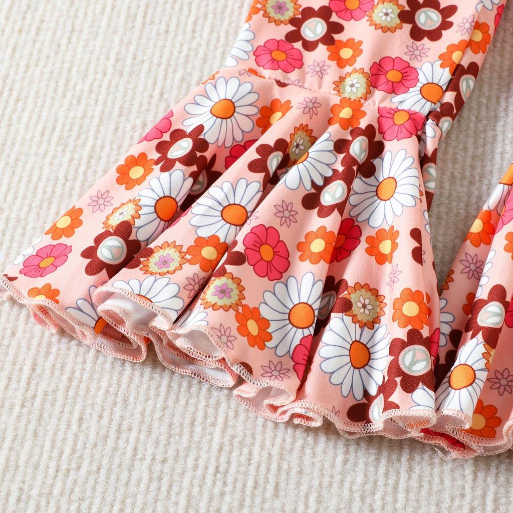 Kids Girls Summer Clothes Set Baby Sleeveless Halter Tops + Flower Flare Long Pants +Headband Children Fashion Outfits