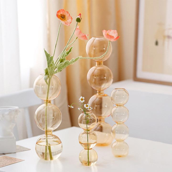 Home Decoration Glass Vase Room Decoration Flower Pot Modern Color Crystal Transparent Hydroponic Plant Flower Arrangement Art