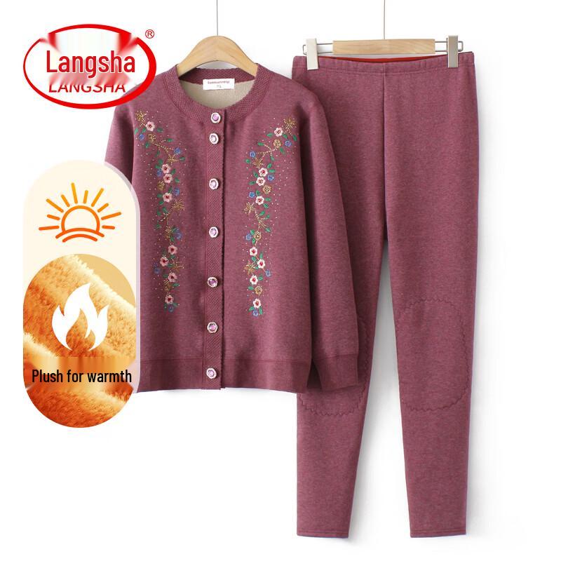 LangSha Women s Plush Thickened Thermal Underwear Set 2XL