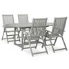 VidaXL 5-Piece Garden Dining Set (150-200) X 100 Cm Solid Acacia Wood Grey 3057907