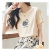 Navava Women Printing Flower Short Sleeve Skirt Two Piece Set No392
