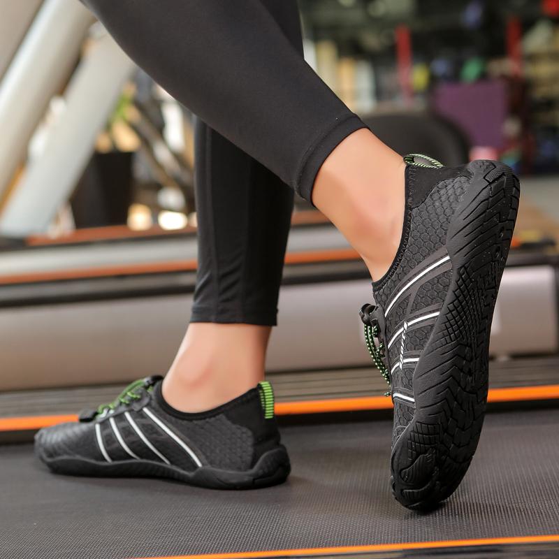 Tênis de Treino Descalço para Academia Homens Mulheres Respiráveis Elásticos Sapatos de Exercício Yoga Antiderrapantes Tênis Casuais para Agachamento Profundo