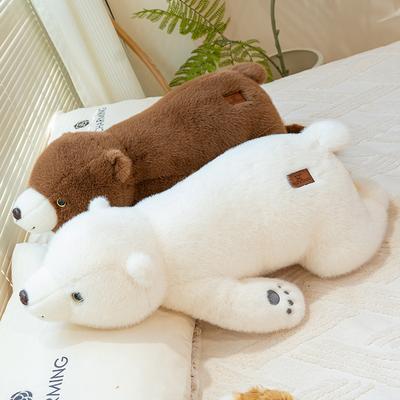 Super Cute Lying Down Polar Bear Plush Toy Doll Hugging Bear Big Throw Pillow Doll Girl Sleeping On The Bed