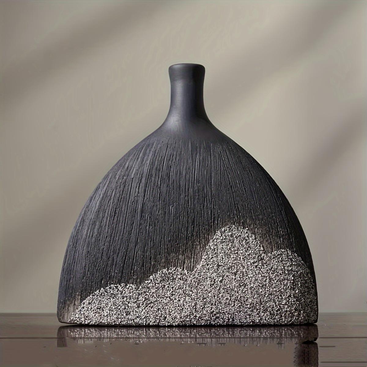 

Snowflake & Cloud Ceramic Vase, Modern Minimalist Flower Arrangement Ornament, Black-White Small-Mouth Zen Vase for Living Room чёрный
