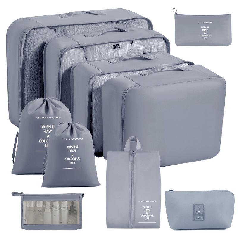 Eight-Piece Waterproof Travel Storage Bag Set for Business Trips - Large Capacity