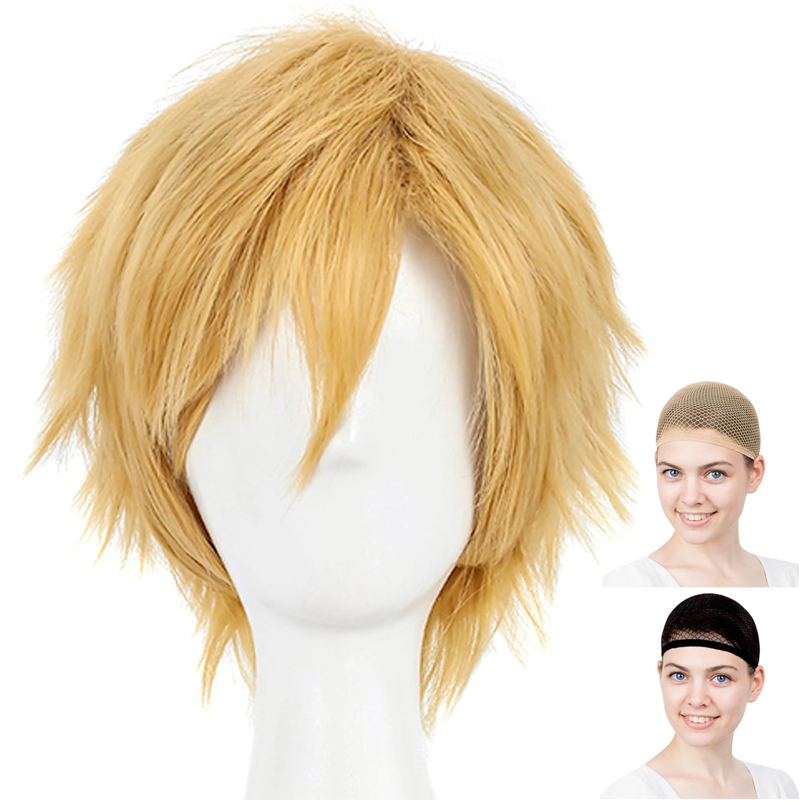 

CaseEden Cosplay Wig Premium Cool Short Hair Gold Dark Blonde 6055