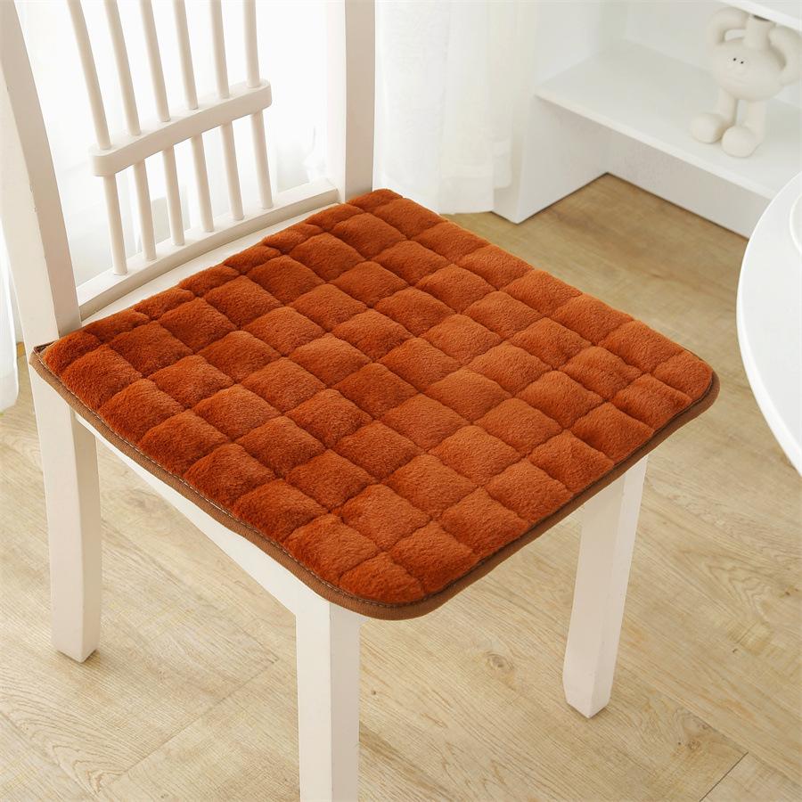 2PCS Winter Plush Meal Chair Cushion Chair Cushion Thickened Solid Color Chair Cushion Office Seat Cushion