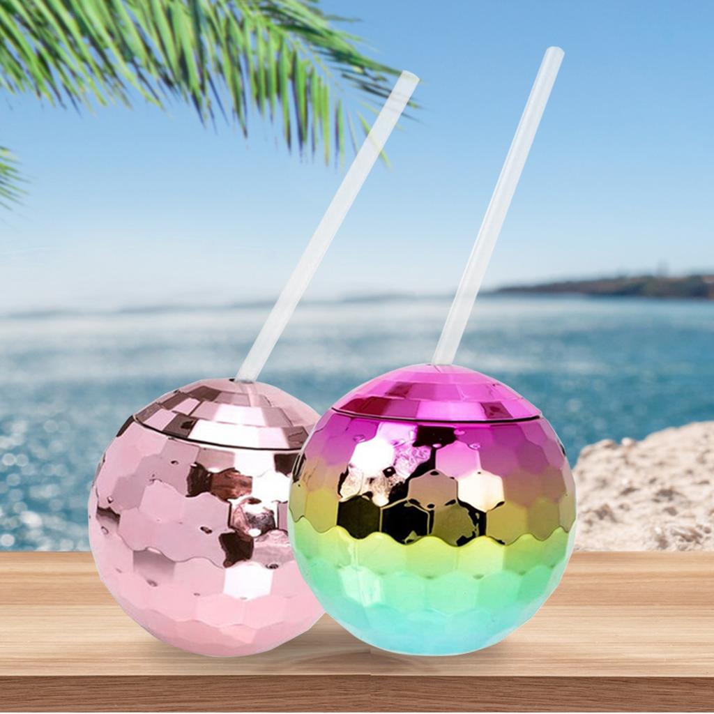 Disco Flash Ball Cup Electroplating Ball Cup Ball Straw Plastic Water Cup Wine Glass