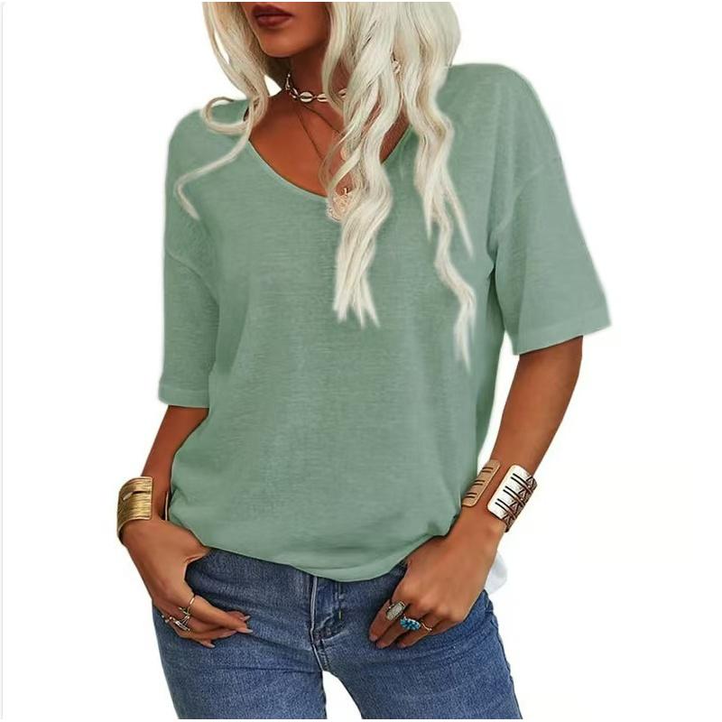 2026 Summer New Women's Short-Sleeve V-Neck T-Shirt Top