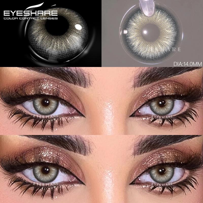 

1 пара серых контактных линз для глаз, натуральные голубые линзы для глаз, цветные зеленые линзы для глаз, косметические линзы для годового использования