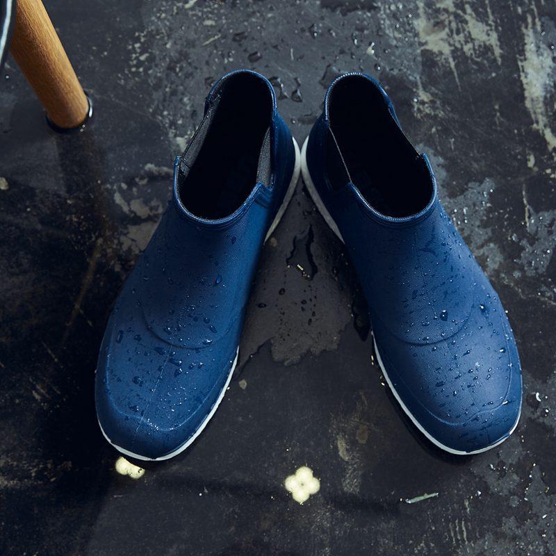 Black Rain Shoes for Men Rubber Shoe Platform Ankle Boots Blue Autumn Winter Slip On Booties Boots for Men Waterproof Work Botas