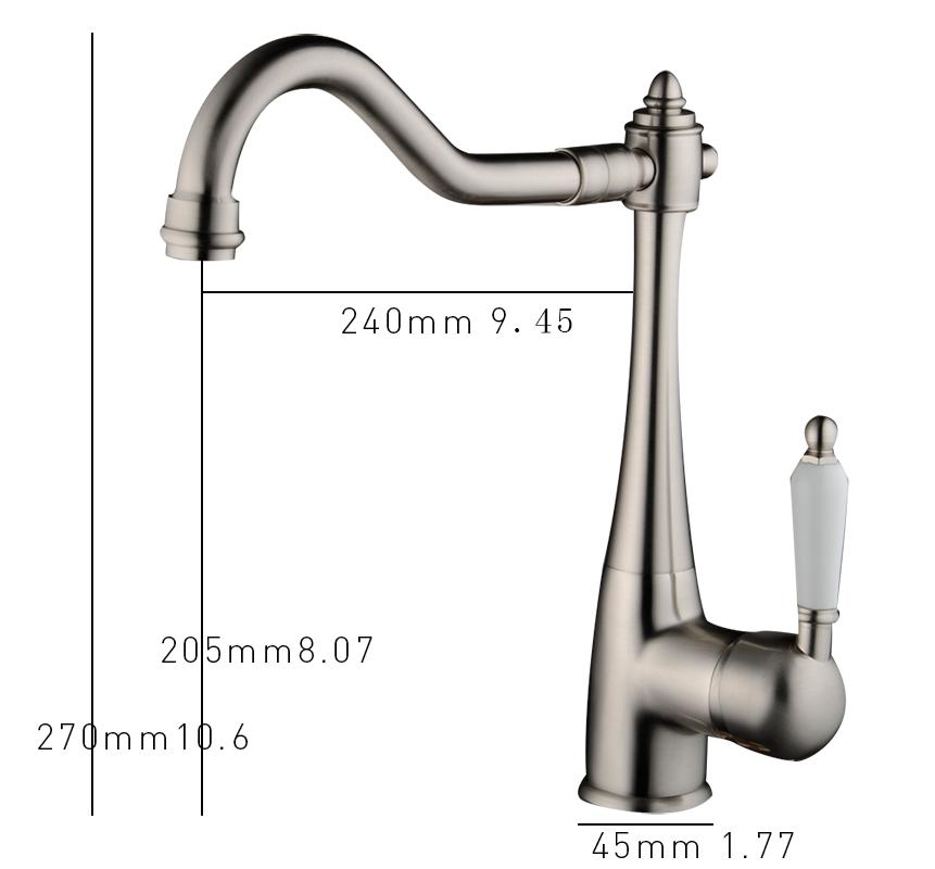 BAKALA Newly Patent Design 360 Swivel 100% Solid Brass Single Handle Mixer Sink Tap Kitchen Faucet In Brushed Nickel CODE 8054