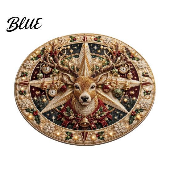 Decorative Holiday Floor Covering Round Christmas 3D Rug Optical Illusion Area Santa Gnome Rug for Living Room Entrance Pattern Non-slip Mat