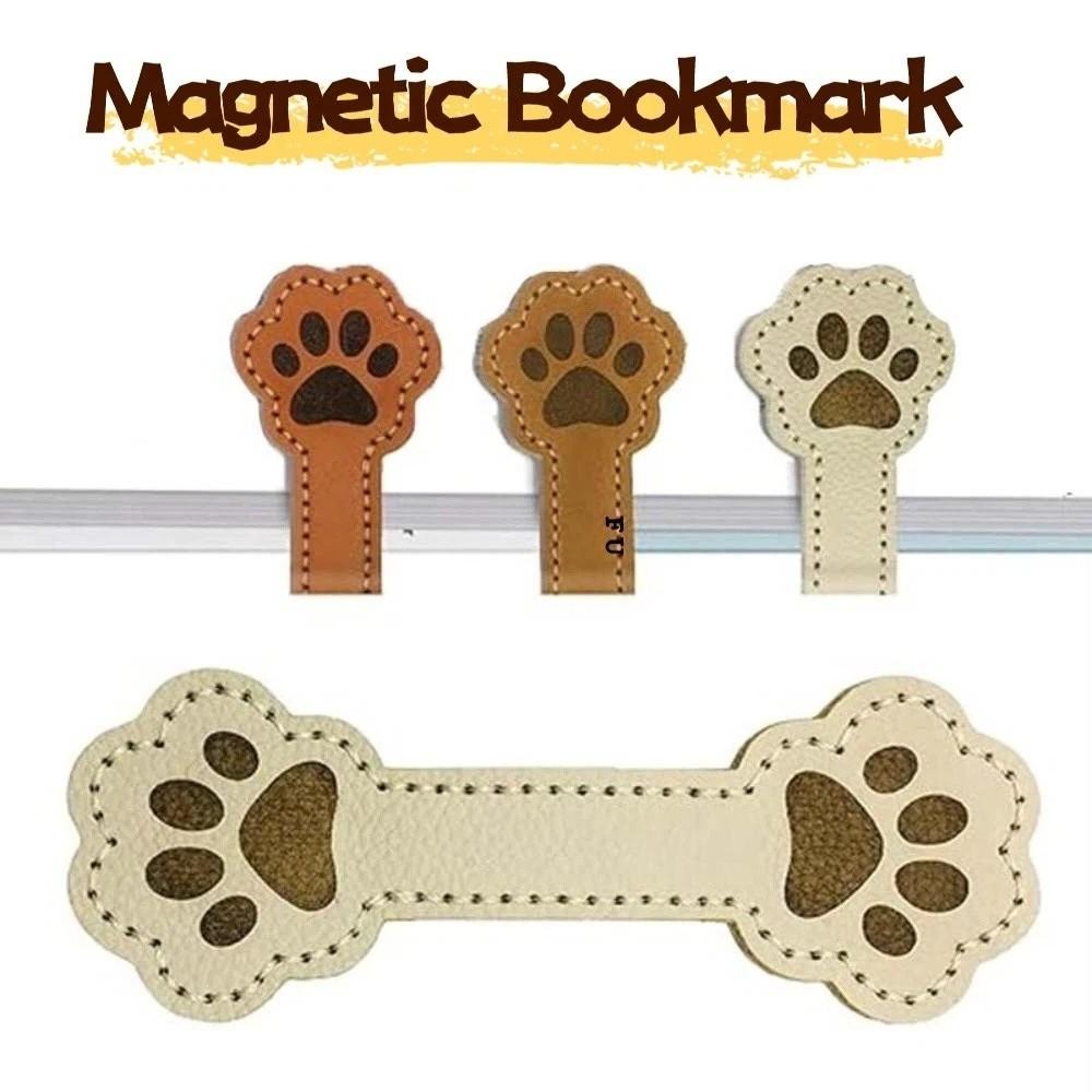 3PCS Magnet Buckle PU Leather Bookmark Cartoon Cat Face Bookmark Cute Magnetic Bookmark Students