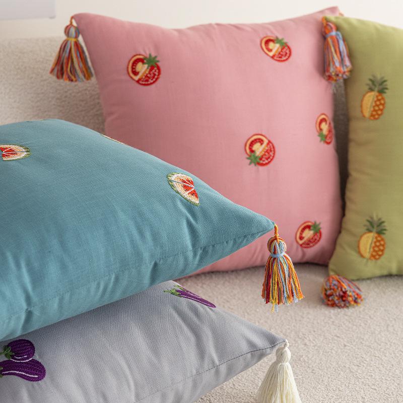Simple Solid Color Pillow Sofa Living Room Pillow Bedside Office Pillow Case Core Cushion Waist Cushion