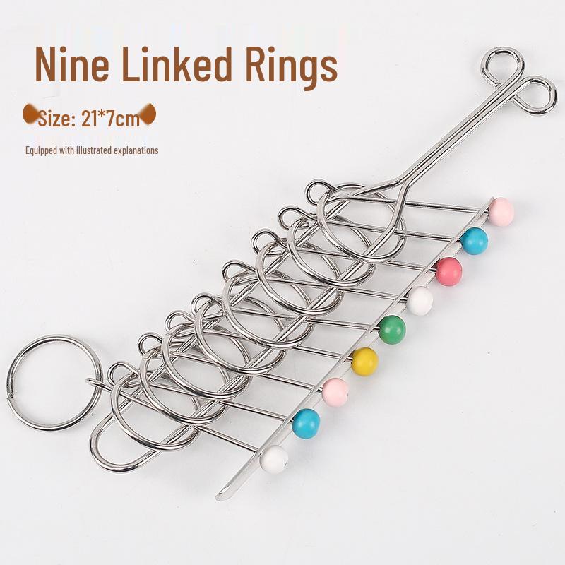 Metal Nine Linked Rings: Eight-Piece Set of Educational Unlocking Toys for Children's Cognitive Development