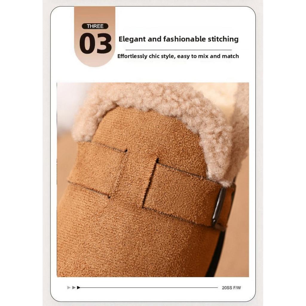 Winter Cotton Shoes for Women, Retro Boken Cotton Boots with Thick Velvet Snow Boots for Women