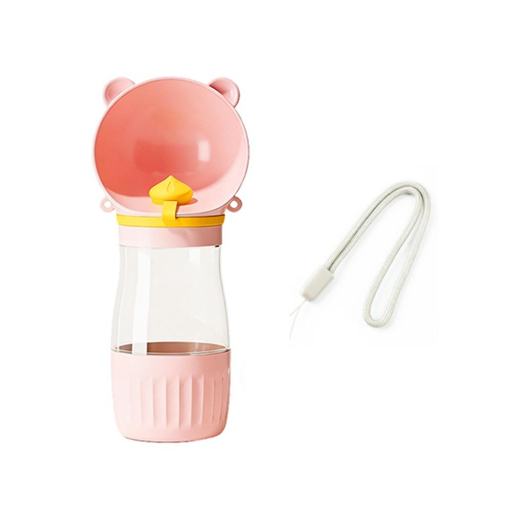 

Leak-proof 2 in 1 Dog Water Bottle Plastic Pet Drinking Bowl Puppy Feeder Cup Walking Pink Hand