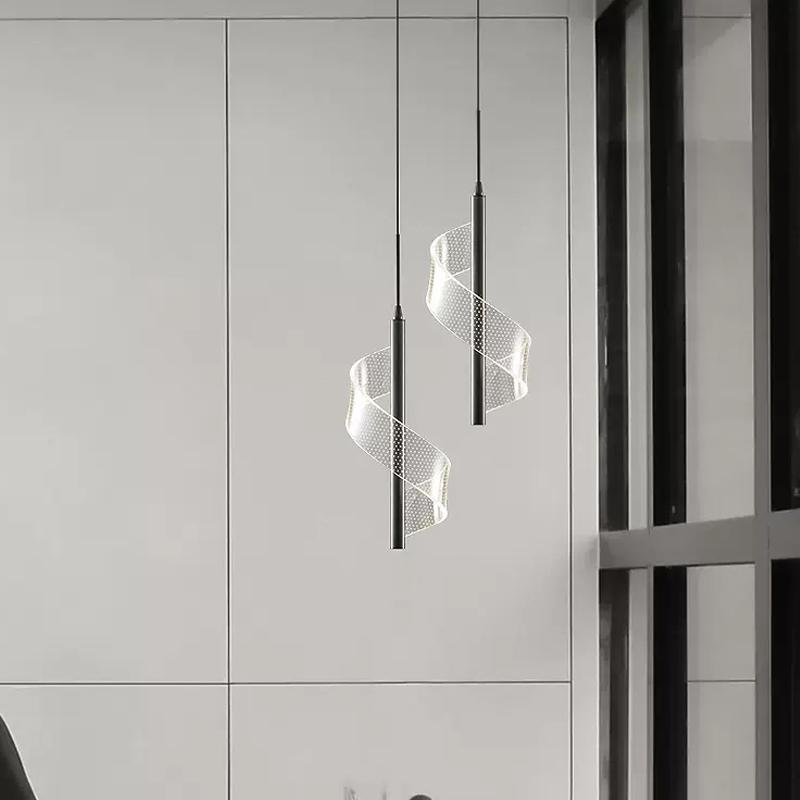 Nordic Creative Spiral LED Pendant Lamps Bedside Hanging Lamp Home Decor Indoor Lighting Bedroom Modern Acrylic Chandeliers