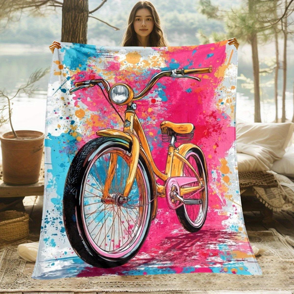 

1 Blue Flannel Bicycle Blanket Soft and warm perfect for camping sofas beds and chairs a great holiday gift for boys 75x100cm