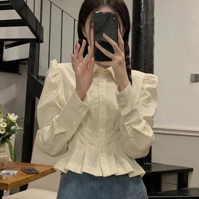 Korean Fashion Puff Sleeve Shirts Women Solid Preppy Style Sweet Simple Blusas Female Jk All-Match Popular Blouses
