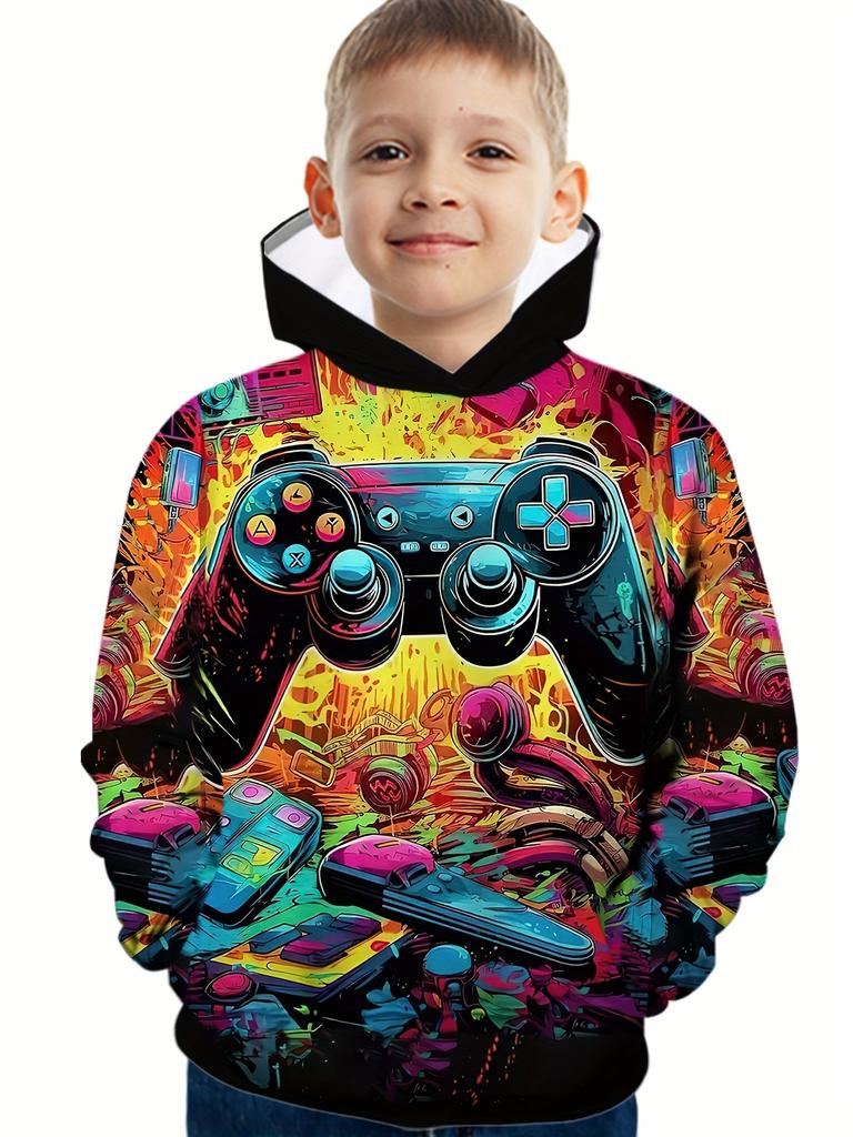Children Hoodies Long Sleeve Kids Clothes Boys Stylish Autumn Tops 3D Gamepad Print Casual Outdoor Clothes Children's Clothing
