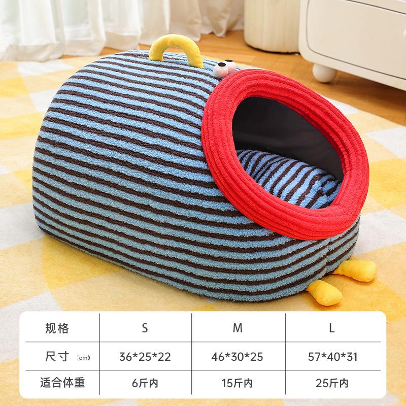 Warm Green Portable Cat Bed Plush Four Seasons Nest Cozy Home Corner For Cats And Small Dogs Christmas Gift For Pet Owners