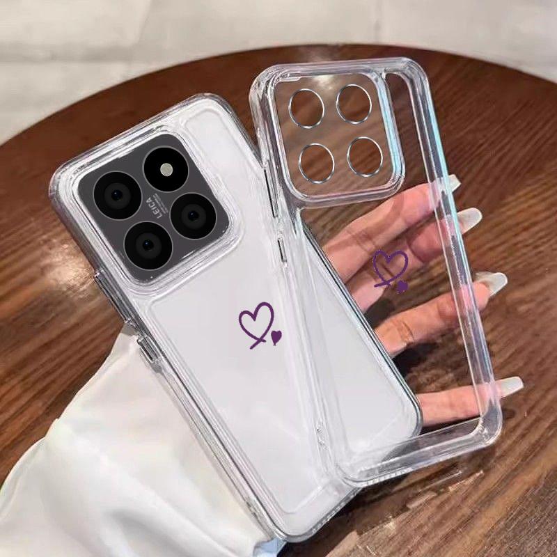 Love Heart Pattern Clear Case For Xiaomi Poco X6 X5 13t 11t Pro Redmi Note 13 12 11 Pro Shockproof Soft Silicone Lens Protection Case Cover