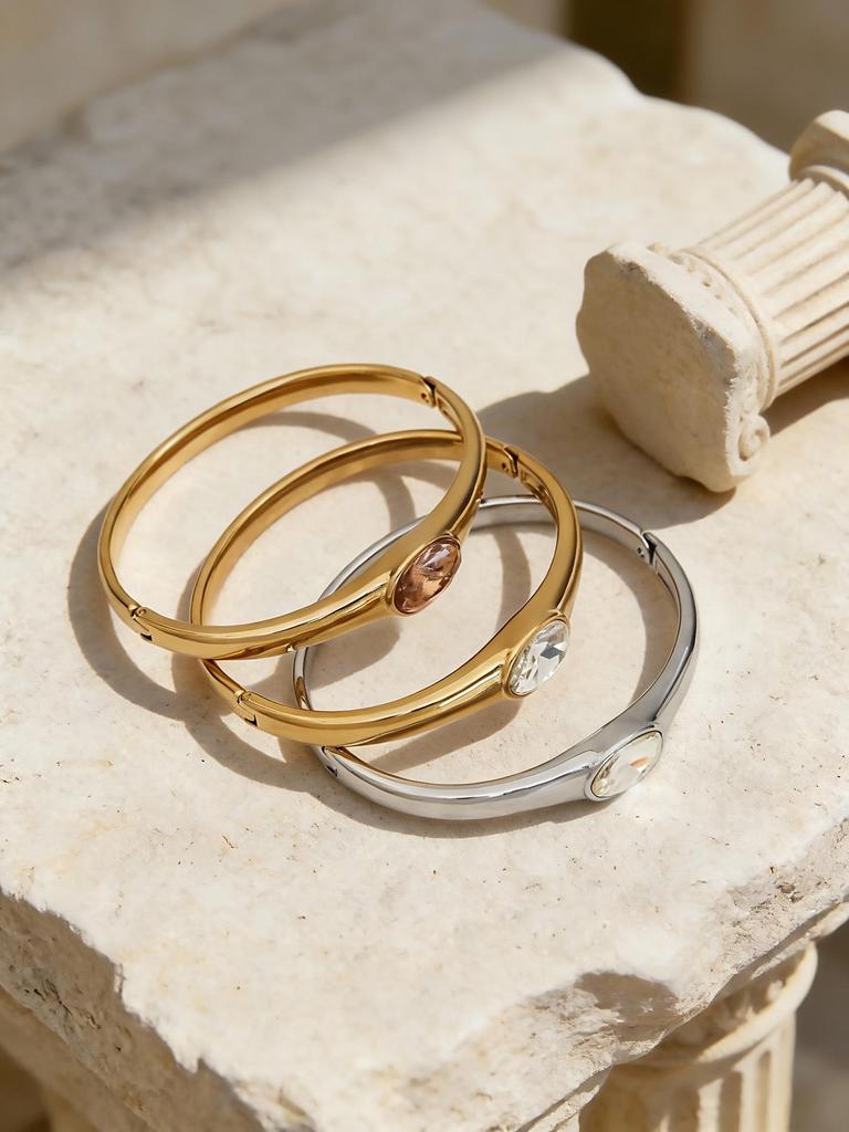 18K Gold-Plated Stainless Steel Zircon Clasp Bracelet - European & American Chic Women's Fashion