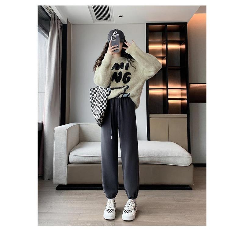 

Женские флисовые спортивные штаны, утолщенные хлопковые брюки на осень и зиму, теплые леггинсы из полар-флиса L серый