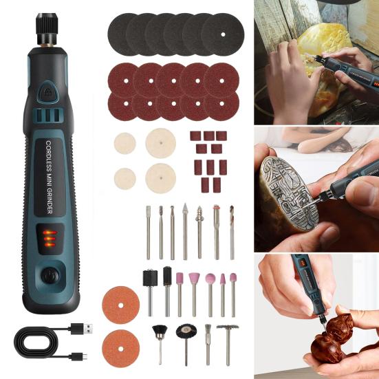 Mini Cordless Rotary Tool 3-Speed USB Rechargeable Rotary Tool with Accessories for DIY Crafts Jewelry Making Wood Carving Polishing Sanding Drilling