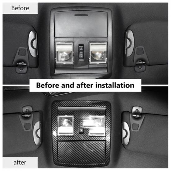 Carbon Fiber Roof Reading Light Lamp Frame Trim for Dodge Challenger 2010+ABS