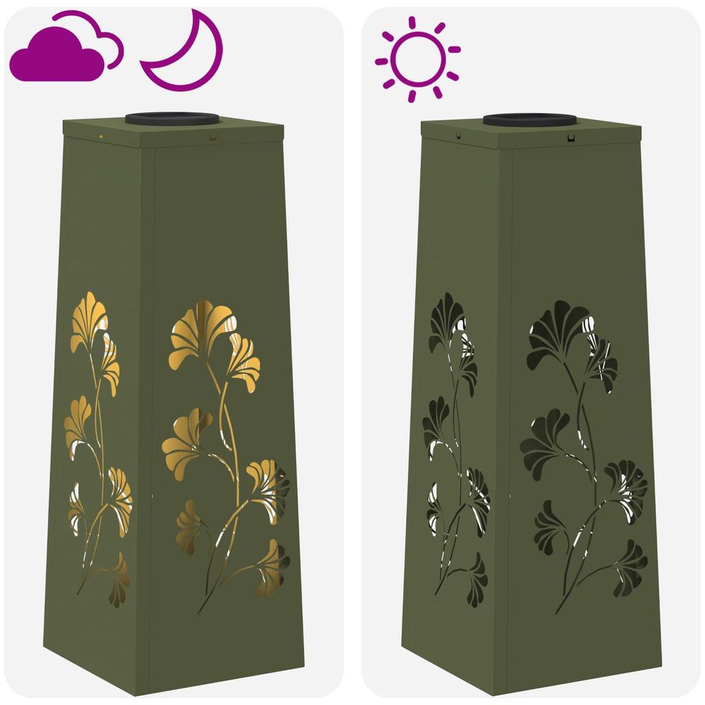 Solar LED Path Light 2 Pcs Olive Green Cold Rolled Steel
