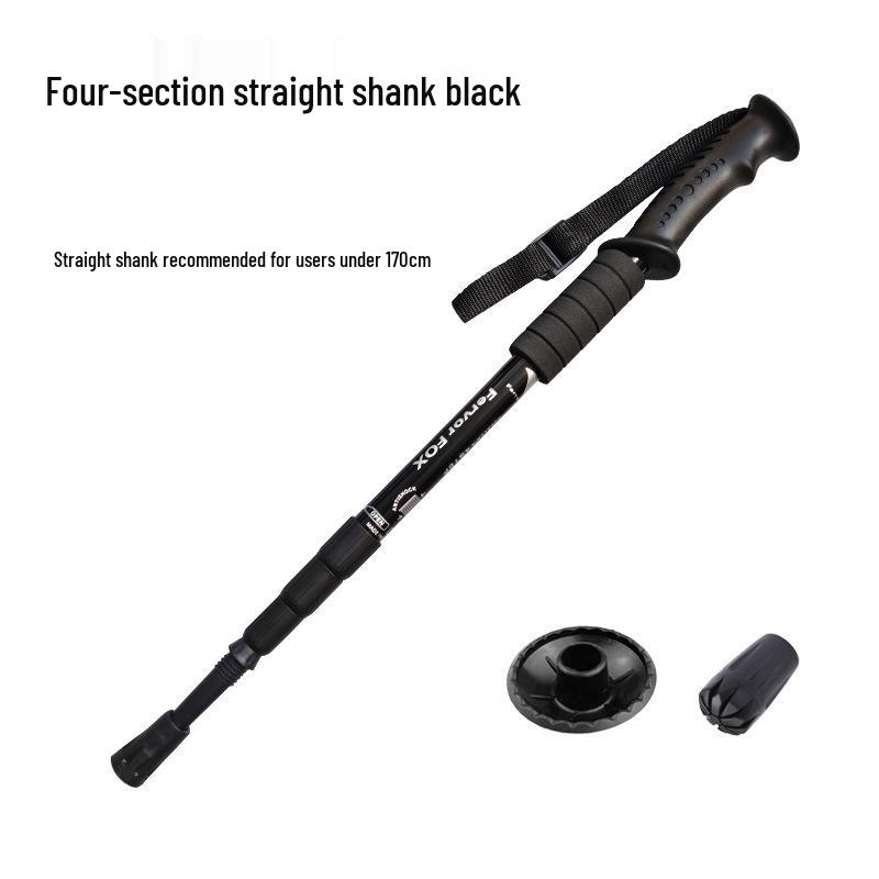 Telescopic Aluminum Trekking Pole - Anti-slip, Four-Section, Straight Handle for Men and Women