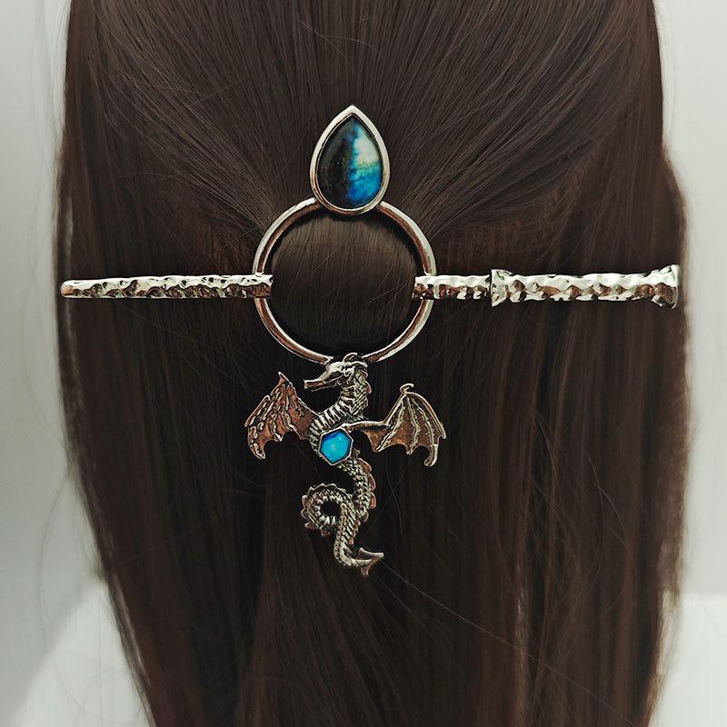 Retro Viking Flying Dragon Hairpin – Women s Norwegian Style Hair Clip Accessory