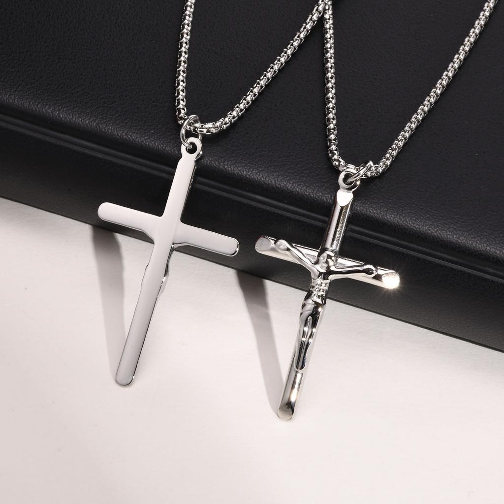 Xiaomi Vnox Stainless Steel Catholic Jesus Christ Cross Crucifix Pendant Necklace for Men Women Religious Prayer Jewelry