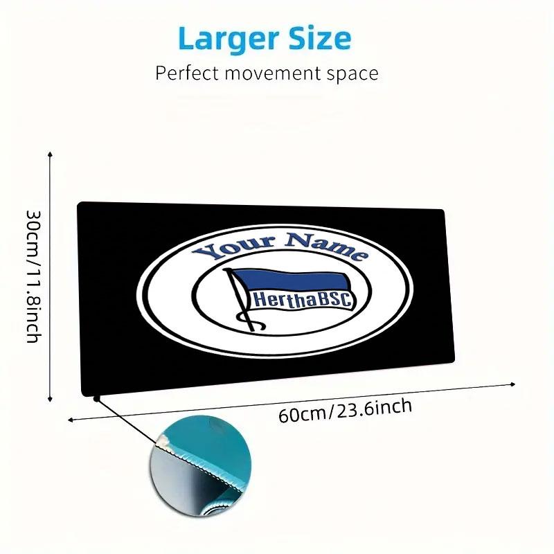 Hertha BSC Benutzerdefinierter Name Große Größe Mauspads Große Gaming Tischunterlage Rutschfest Laptop Tablet Großes Mauspads XXL Matte Mini-PC Spielmatte Mit Verriegeltem Rand