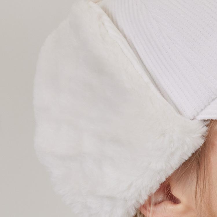 J.JANE Corduroy Ear Flap Ballcap (Ivory)