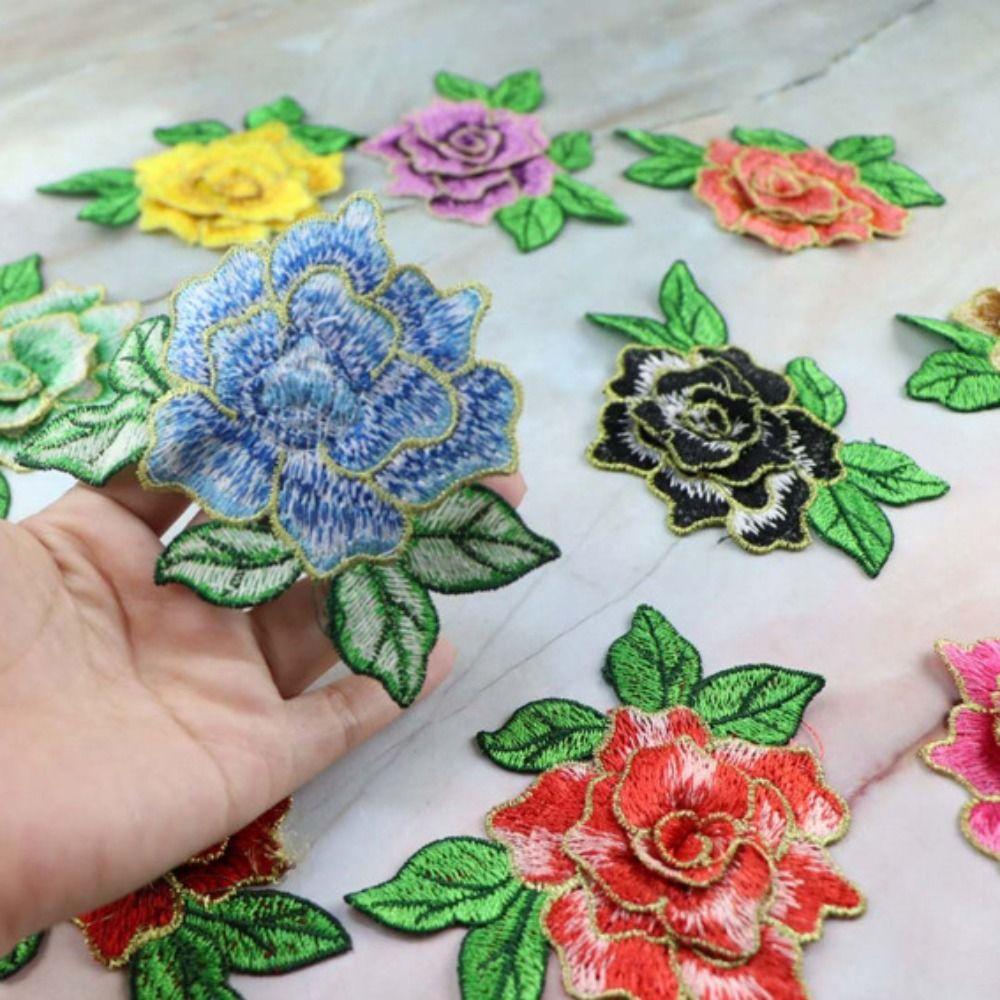 Polyester Fiber Embroidery Flower Patch 11*8CM Clothing Accessories Embroidery Floral Applique DIY Handmade Floral Patches Dress