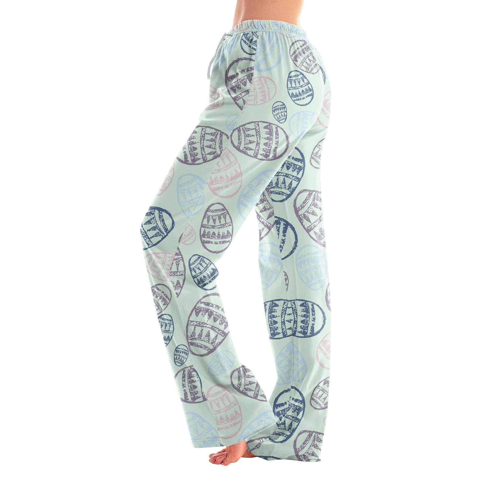 

Женские пижамные штаны, одежда для сна, повседневные брюки с эластичной резинкой на талии, удобные прямые свободные брюки для йоги L