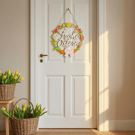 Maple Leaf Pumpkin Ornament Autumn Harvest Wooden Wreath Pendant, Front Door Hanging Ornaments with Hemp Rope, Natural Wood Seasonal Sign Pumpkins