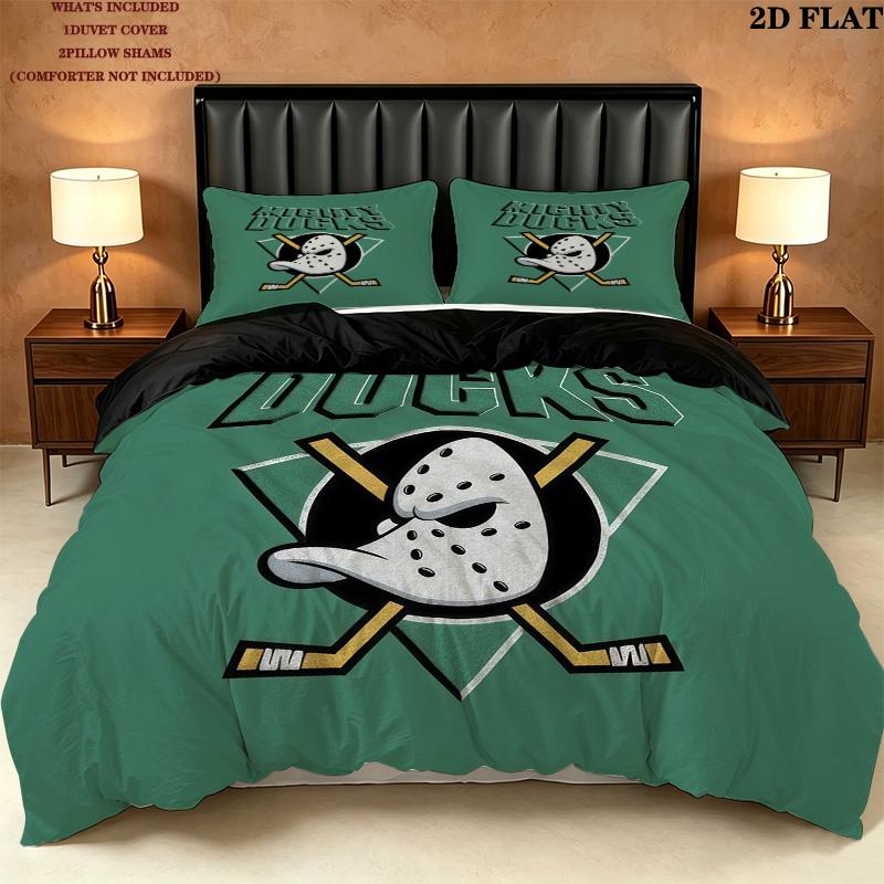 Mighty Ducks Pattern Bedding Quilt Set  Home Decoration  Gift (1 * duvet cover + 2 * pillowcase  without core)