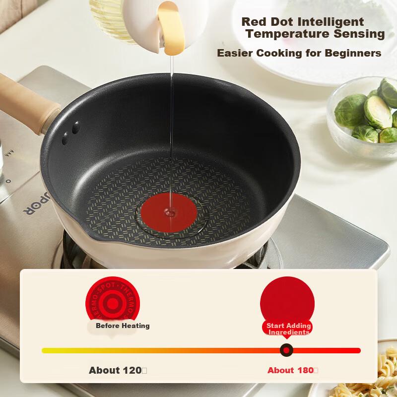 SUPOR 22cm Deep Frying Pan Lightweight Red Dot Non-Stick Flat Bottom Dishwasher Safe Induction Compatible EJ22QLP02