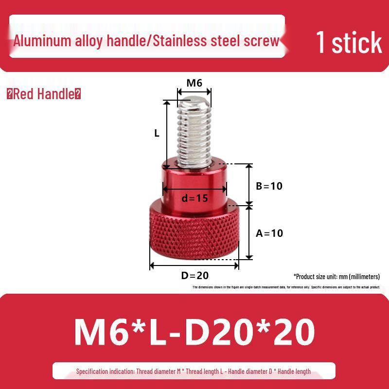 M6 Aluminum Alloy Knurled Hand Tightening Screw Bolt with Stainless Steel Handle