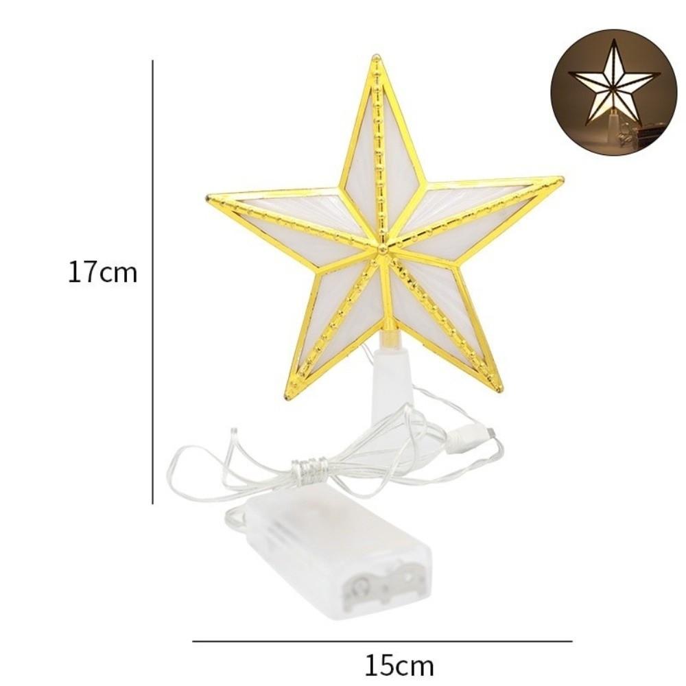 Glitter Shining Christmas Tree Topper Five-pointed Star Glowing Star Light  Home Decor