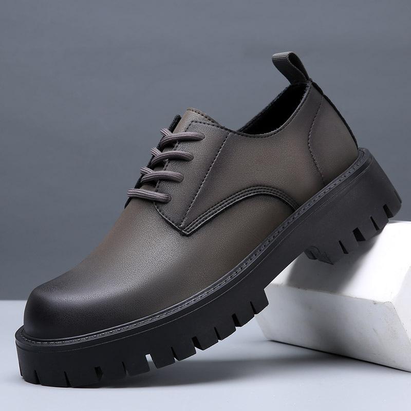 2025 outono e inverno novos sapatos masculinos couro genuíno juventude versátil versão coreana tendência plataforma casual sapatos de couro sapatos de algodão masculinos