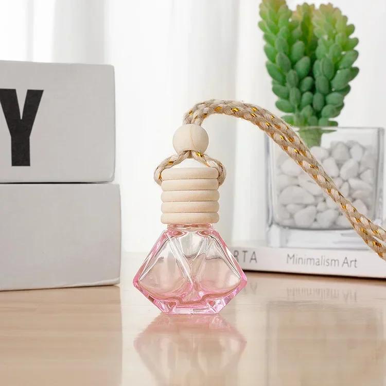 1pcs Refillable Perfume Bottle Empty Colorful Diamond Glass Aromatherapy Essential Oil Vials Wood Lid with String