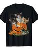 Men'S Vintage 90s Halloween T-Shirt - Black Retro Cat & Pumpkin Graphic Tee - So