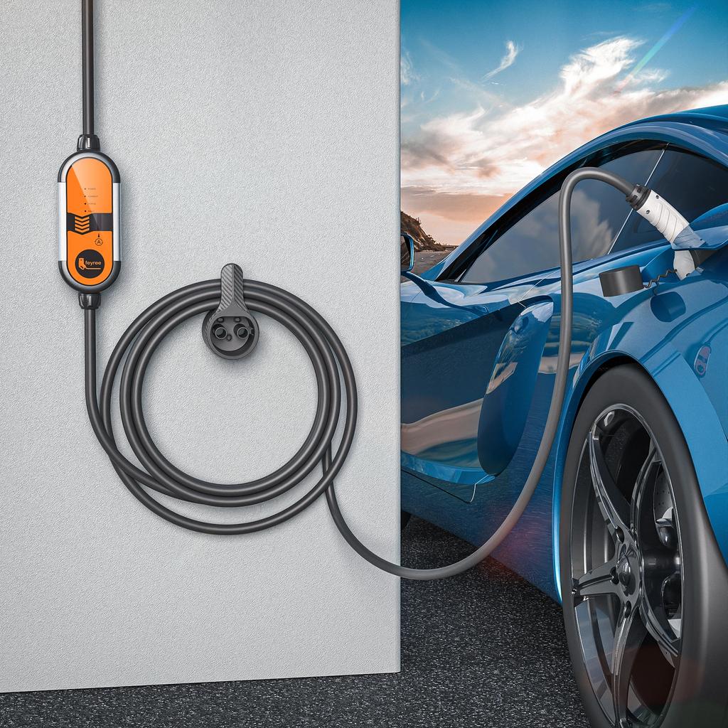 Feyree Portable EV Charger Type2 16A 3.5KW EVSE Charging Cable Type1 SAE J1772 EU Plug Controller Wallbox for Electric Car
